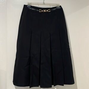 Authentic Celine Vintage wool skirt SZ 6, gold hardware belt detail